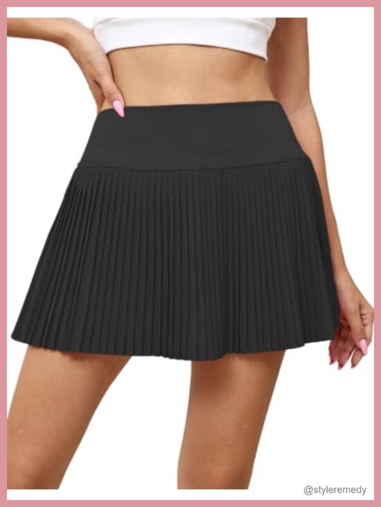 Pants - Pleated Tennis Skort for Women Mini A-Line Skirt with Pockets and Built-in